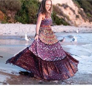 anthropologie layered sweater maxi dress By Anthropologie Sheer Panel Maxi Sweater Dress